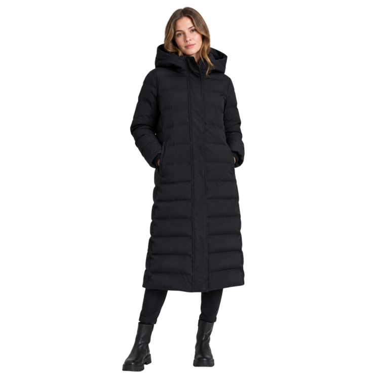 Campagnolo Women's long padded down jacket with hood "Black"