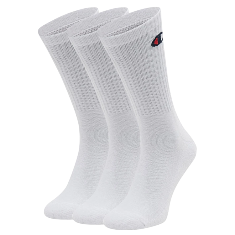 Champion 3 Pack Crew C Logo Socks "White"