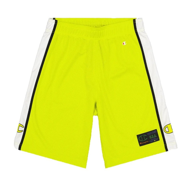 Champion Basketball Neon Sport Script Logo Short "Electric Yellow Green"