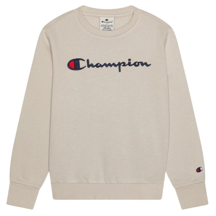 Champion Embroidered Big Logo Crewneck Sweatshirt "Beige"