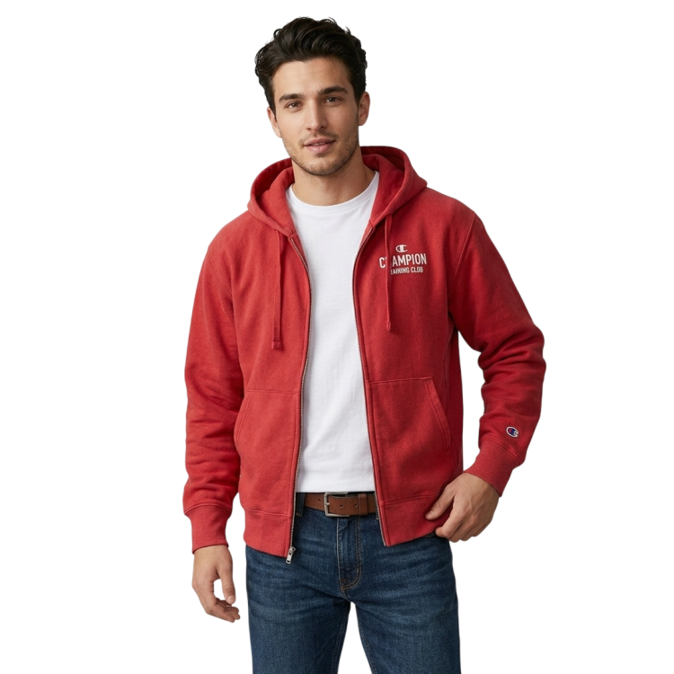 Champion Full Zip Hoodie Sweatshirt "Red"