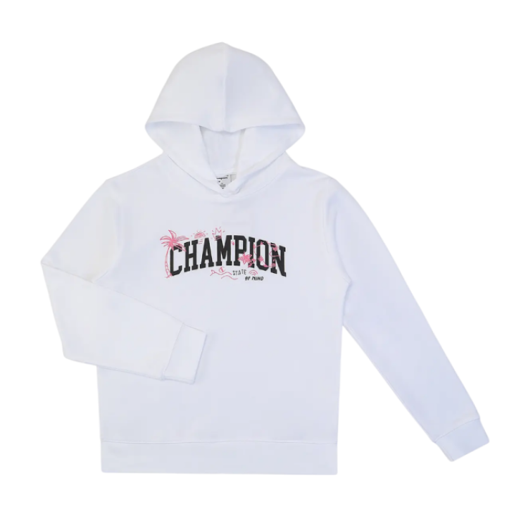 Champion Girls Hooded Sweatshirt  graphic logo "White"