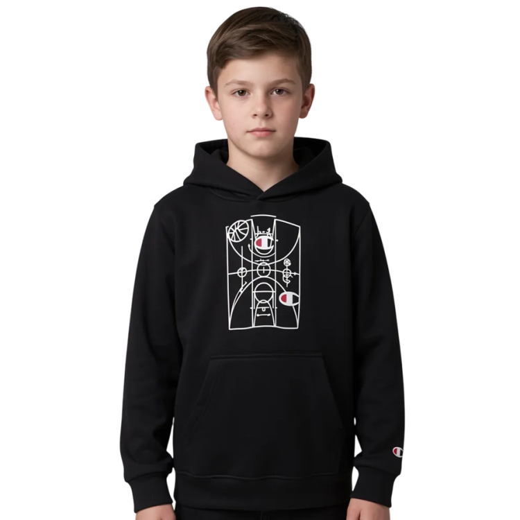 Champion Kids Basketball Maxi Graphic Logo Hoodie "Black"