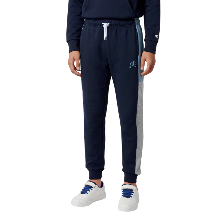 Champion Kids Colour Block Embroidery Logo Rib Cuff Pants "Navy-Blue"