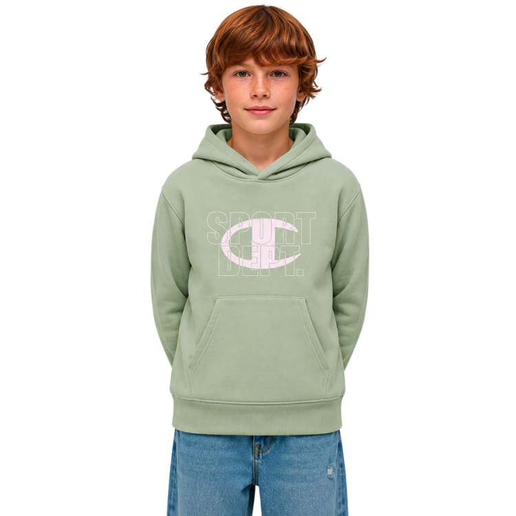 Champion Kids Graphic Logo Powerblend Fleece Hooded "Light Olive Green"
