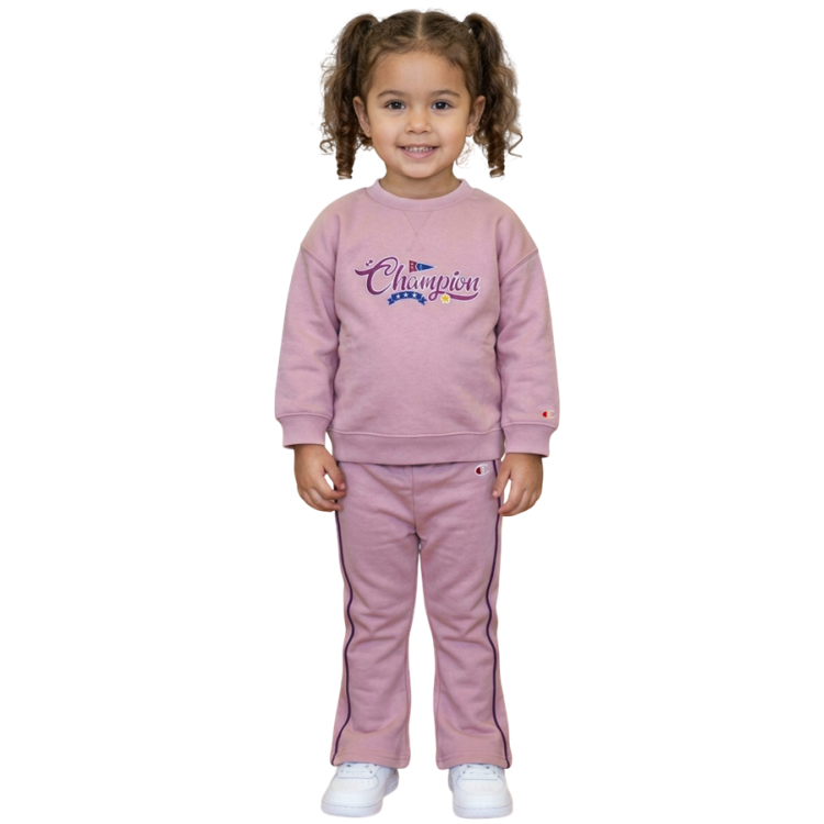 Champion Legacy Baby Girls Logo Crewneck Fleece Sweatsuit "Light terracotta"