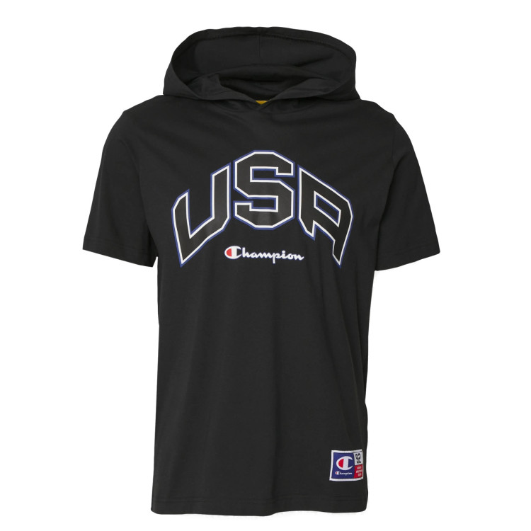 Champion Sport Lifestyle Basketball USA Logo Comfort Fit T-Shirt Hooded "Black"