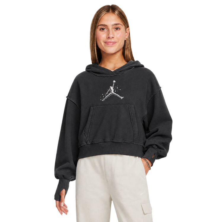 Jordan Girls JDG Rebel Rose Pullover Hoodie "Off Black"