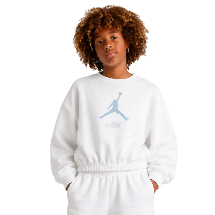 Jordan Girls Jumpman Club Pleated Fleece Crew Sweater "Sail"