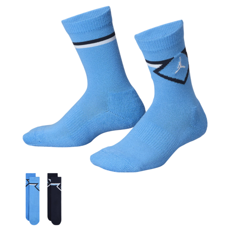 Jordan Kids Diamond High Crew Socks (2 Pairs) "University Blue-Navy"