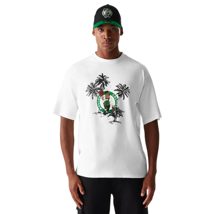 New Era NBA Boston Celtics Palm Tree Open Oversized T-Shirt