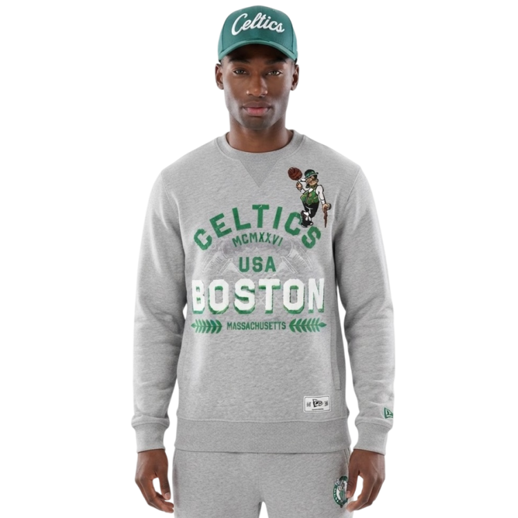 New Era NBA Boston Celtics Varsity Crew Neck Sweatshirt "Heather Gray"