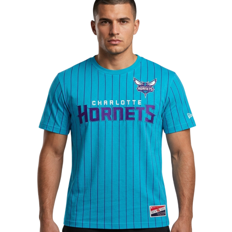 New Era NBA Charlotte Hornets Throwback H1 Pinstriped SS Tee