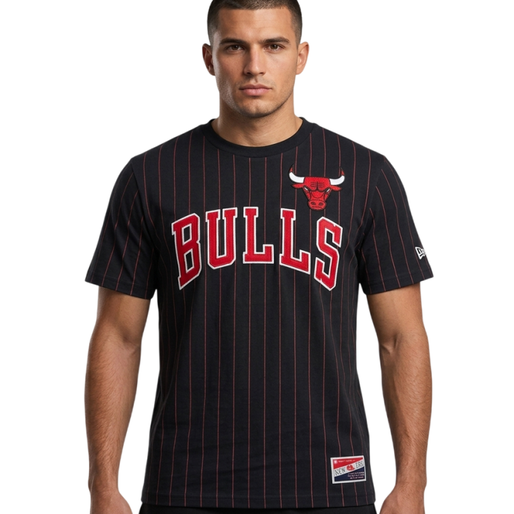 New Era NBA Chicago Bulls ThrowbackH1 Pinstriped SS Tee