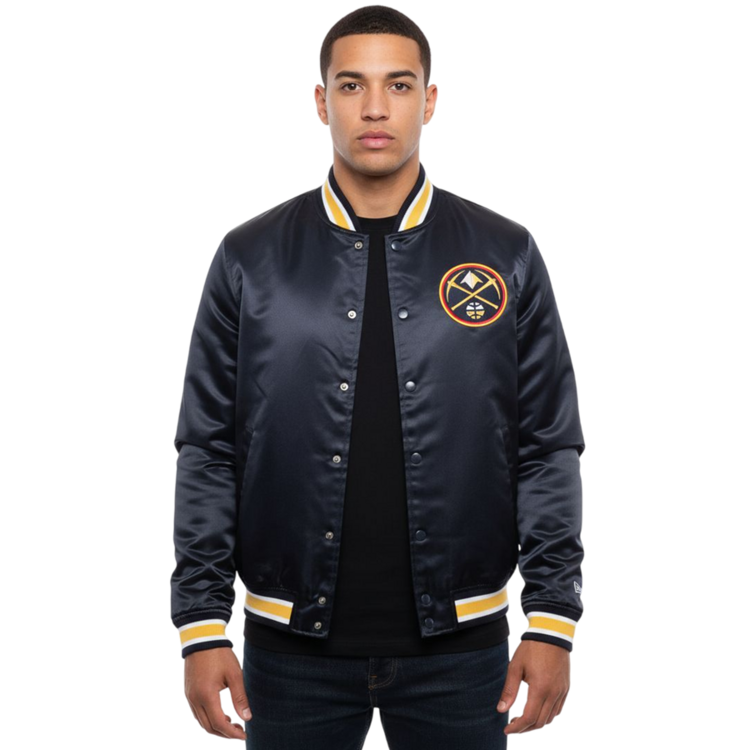 New Era NBA Denver Nuggets Embroidered Logo Bomber Jacket "Navy"