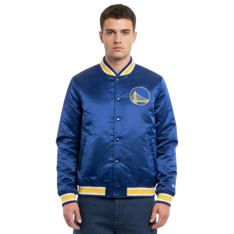 New Era NBA Golden State Warriors Embroidered Logo Bomber Jacket "Blue"