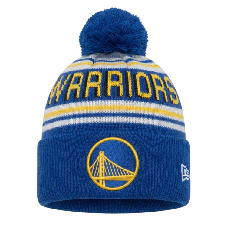 New Era NBA Golden State Warriors Knit EG Wordmark Beanie Pom-pom