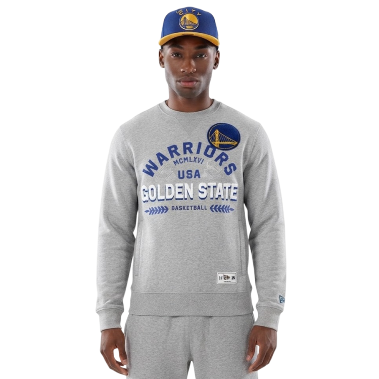 New Era NBA Golden State Warriors Varsity Crew Neck Sweatshirt "Heather Gray"