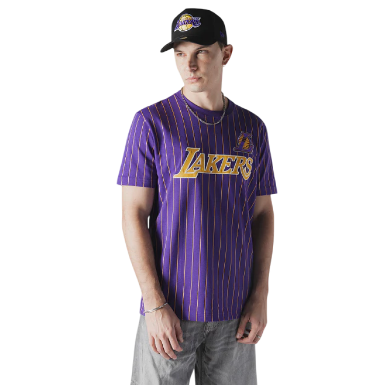 New Era NBA L.A Lakers Throwback H1 Pinstriped SS Tee