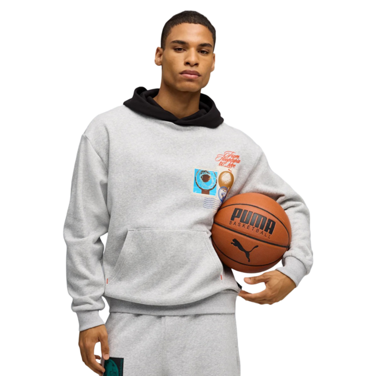 Puma Basketball Hooptopia Graphic Hoodie "Light Gray"