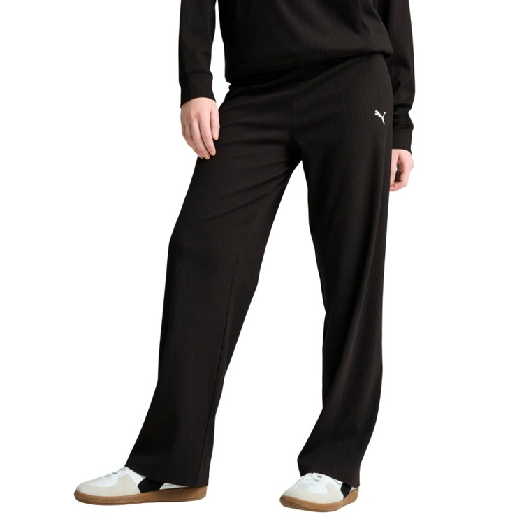 Puma ESS ELEVATED High-Waist Straight Leg Rib Pant "Black"