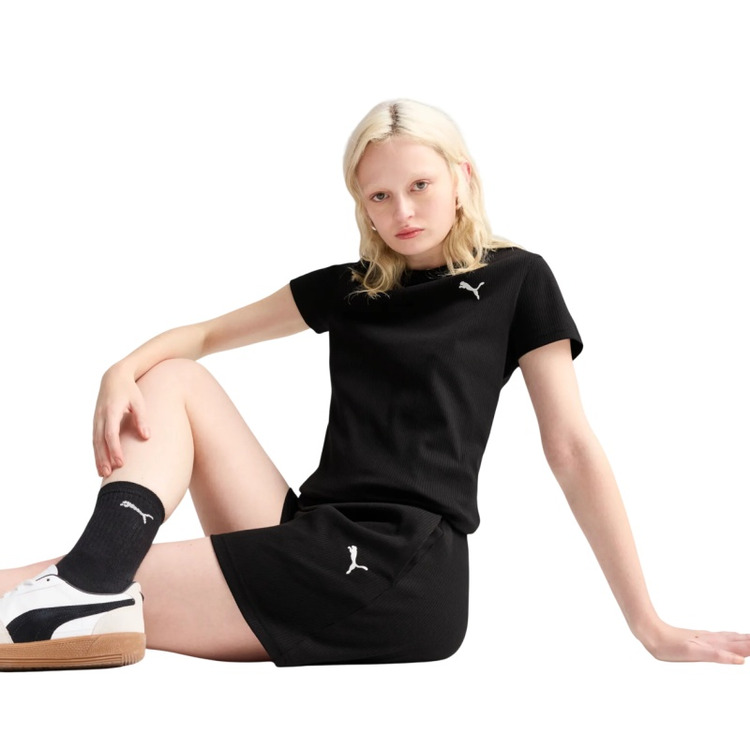 Puma ESS ELEVATED Rib Tee "Black"