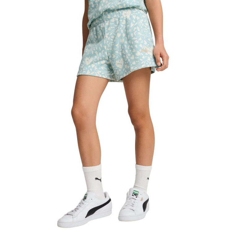 Puma FLAMING LOVE AOP High Waist Shorts TR G"Modern Mint"