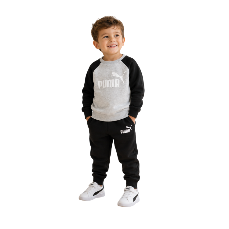 Puma MINICATS ESS Raglan Crew Set FL INF "Black-White"