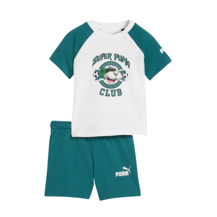 Puma SUPER PUMA Tee and Short Set "White-Green"