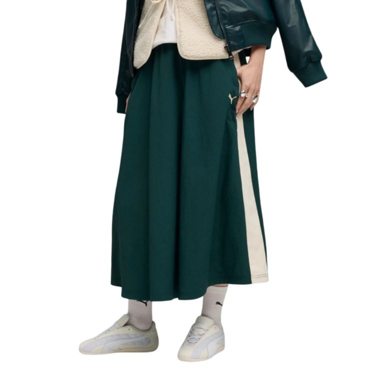 Puma T7 Woven Midi Skirt "Green Terrain"