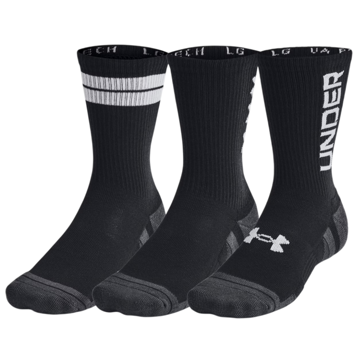 UA UnisexePerformance Tech 3-Pack Crew Socks "Black"