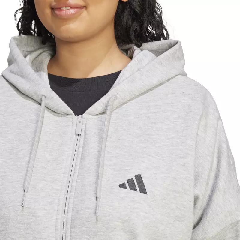 Adidas Essentials 3-Stripes Full-Zip Fleece Hoodie (Plus Size) "Grey"