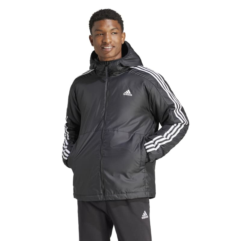 Adidas Essentials Insulated 3 Stripes Hooded Jacket Black