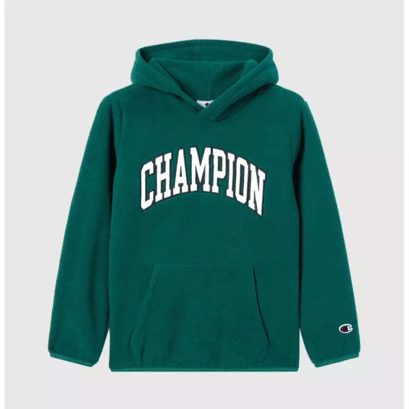 Champion BOYS' FLEECE POLAR HOODIE SCRIPT LOGO FOREST "GREEN"