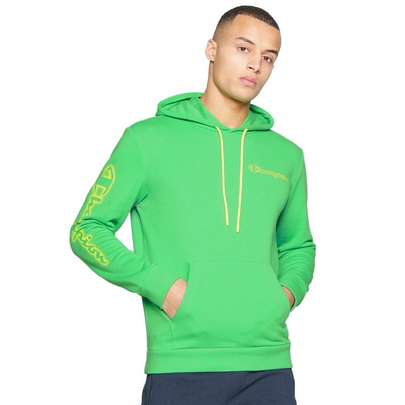 Champion Legacy Spray Neon Hooded Sweatshirt Lime Green Flour