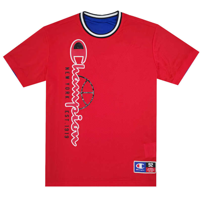 Champion Sport Lifestyle Basketball Reversible Mesh T Shirt Red Blue