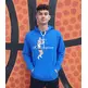 Champion Basketball Vintage Script Logo Hooded Sweatshirt "Blue"