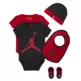 Jordan JHN Jumpman Infants Hat/Bodysuit/Bootie and Bid 5-Pc Set "Red-Black"