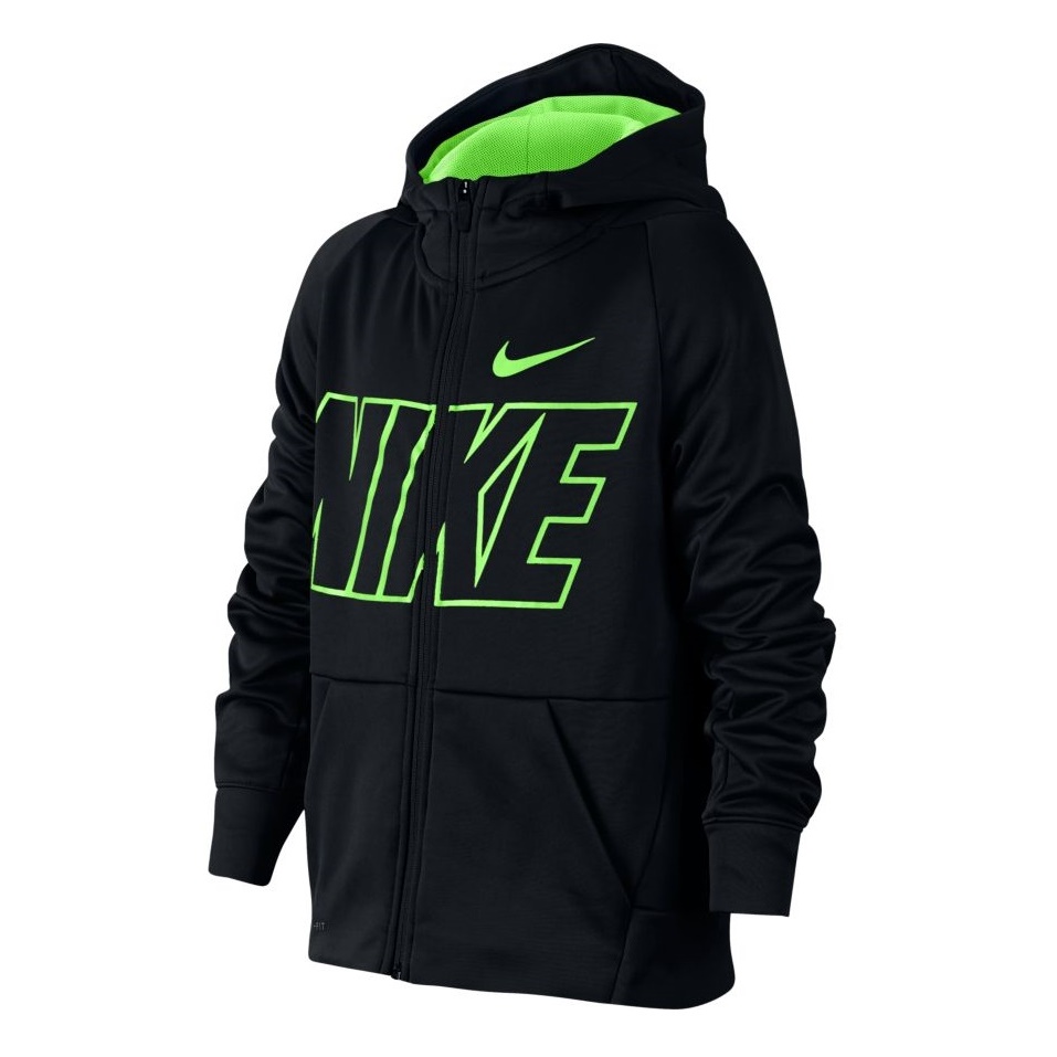 Nike Kids Therma GFX FullZip Hoodie (black/Lime blast)