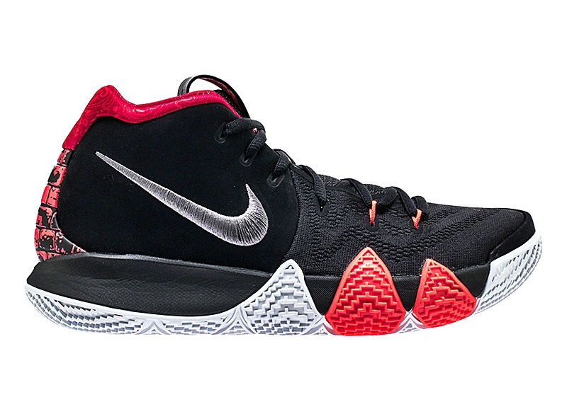 kyrie 4s black and orange